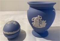 Vintage Wedgwood Blue & White 4" Vase and