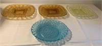 3 Vintage Imperial Glass Beaded Block Plates &