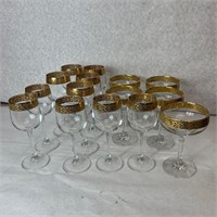 Italian Cristalleria Fratelli 24K Gold Glass Set