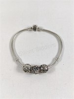 Pandora Sterling Bracelet w Silver Charms