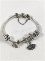 Pandora Sterling Bracelet w Silver Charms