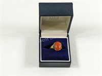 14K Yellow Gold Red Coral Ring