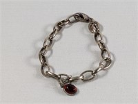 Sterling Silver Chain Link Bracelet w Pendant
