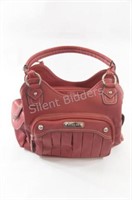 Strada Red Leather Hand Bag w Multi Sections