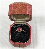 Antique 18K Yellow Gold w Pink Stone Ring