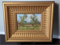 Framed Painting of Cattle in a Field