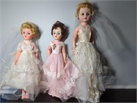 Lot of 3 Dolls in Bridal/Bridesmaid Dresses