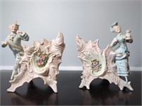 Pair of Bisque Porcelain Figural Planters