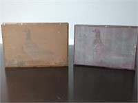 Pair of Pigeon Printing Press Stamp Blocks