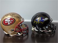 Pair of Autographed Mini NFL Helmets