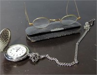 Pair of Antique Spectacles/Brigade Pocket Watch