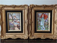 Pair of Original Paintings on Glass Plate