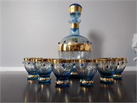 Crystal Decanter With 6 -3.5” Cordial Glasses