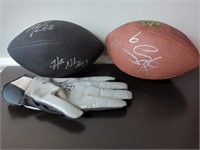 Lot of Signed Footballs and Glove