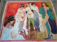 Burlesque Troop Original Oil on Canvas Unstretched