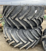 Set of (2) 850/60-38 Harvester Tires and JD Rims