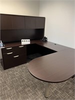 L-Desk with Hutch Desk Espresso Color