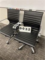 Executive Mid Black Leather Chair W Chrome Frame 2
