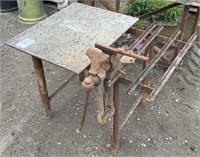 Small Iron Work Table and Vice