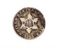 Coin 1853 3 Cent Silver, VG/F