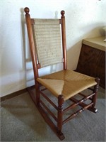 Rush Seat Cane Back Rocking Chair