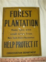 Vintage Forest Plantation New York Paper Sign