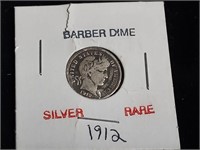RARE 1912 Silver Barber Dime