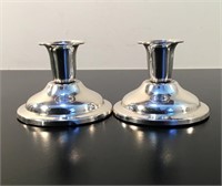 PAIR STERLING 880 SILVER CANDLEHOLDERS