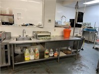 8' x 30 Welded S/S Work Table w/ 2 Drawers & Pot S