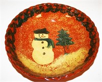 Great 1992 Ned Foltz Redware Snowman Decorated