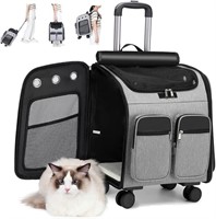 Hegseth Large Rolling Pet Carrier in Grey