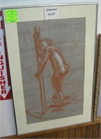 Vintage charcoal nude art work