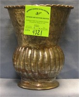 Antique silver over copper hand hammered vase