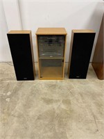SHARP Stereo System w/ 2 Floor Speakers & Cabinet