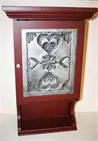 Hanging 1-Door Wood & Punch Tin Door Cabinet -27"H