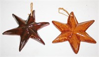 (2) Ned Foltz Redware Raised Star Ornaments 5"D