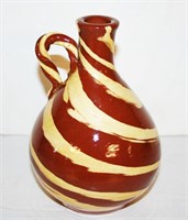 Handled Swirl Decorated Shoemaker Redware