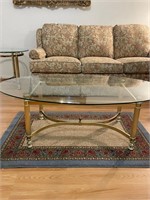 Glass and Brass Coffe Table and End Table