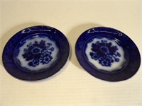 Pair of Flow Blue Plates
