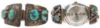 (2) NATIVE AMERICAN SILVER & TURQUOISE WATCH TIPS