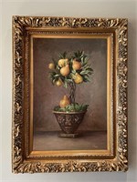 PEAR TOPIARY PAINTING SIGNED BEAUTIFULLY FRAMED