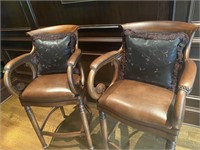 HANCOCK AND MOORE LEATHER SWIVEL BAR STOOL