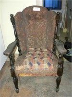 Sturdy antique wooden armchair (needs