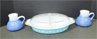 1 1/2 QT TURQUOISE DIVIDED DISH WITH LID