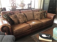 BERNHARDT LEATHER SOFA WITH PILLOWS