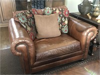 BERNHARDT LEATHER CHAIR AND A HALF