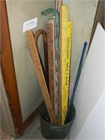 Group of canes and yardsticks, 2 glass canes