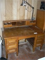 Vintage oak desk (missing rolltop), clamp-on desk