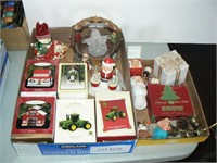 2 flats with Christmas ornaments and décor,