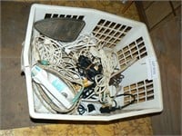 Laundry basket with extension cords, electric